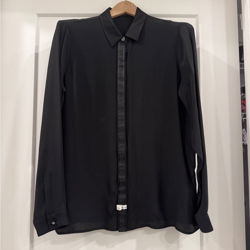 Black button down Versace blouse